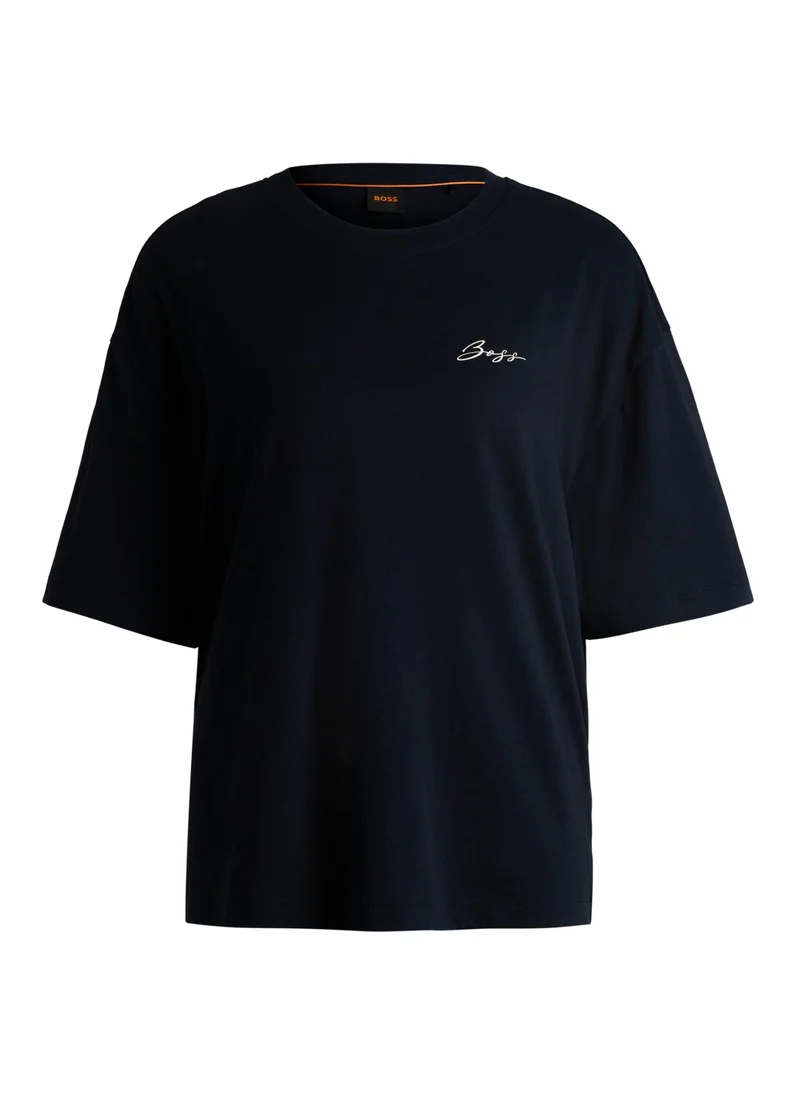 بوس Oversized T-shirt in cotton jersey with logo artwork