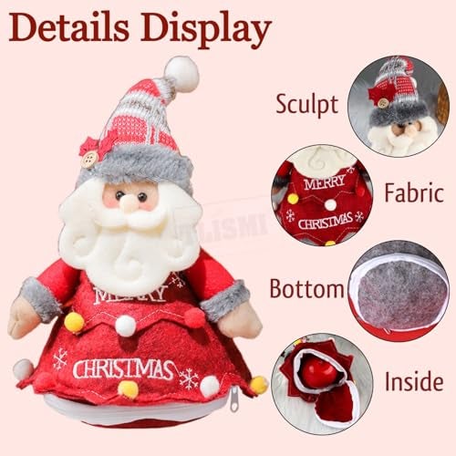 TLISMI Cute Christmas Apple Bag – Soft Felt Pom-Poms, Cozy Knitted Hat & Plush Beard Santa Claus Apple Holder Gift Bag for Christmas Gifting, Candy, Chocolates, Cookies & Holiday Party Favors - Image 4