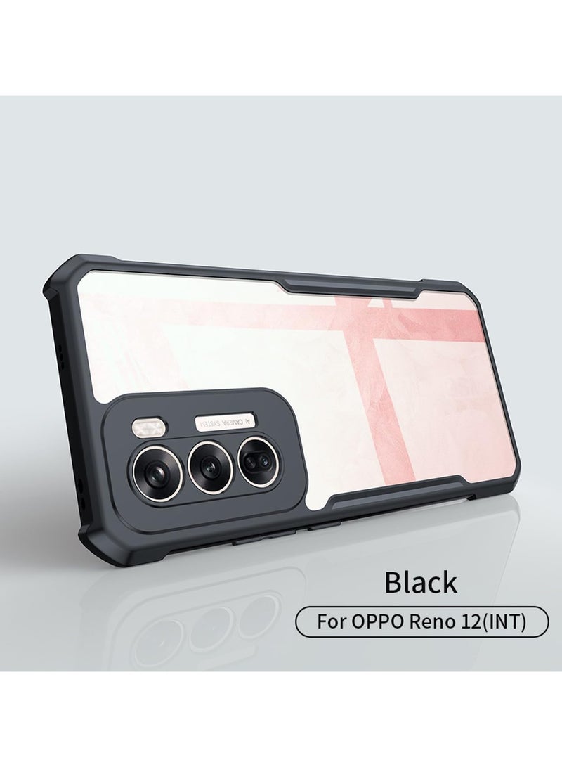 حافظة متوافقة مع أوبو رينو 12، [مضادة للصدمات] [مضادة للعرق] [مضادة لبصمات الأصابع] حافظة هاتف واقية مضادة للصدمات تناسب أوبو رينو 12 باللون الأسود الشفاف - Image 2