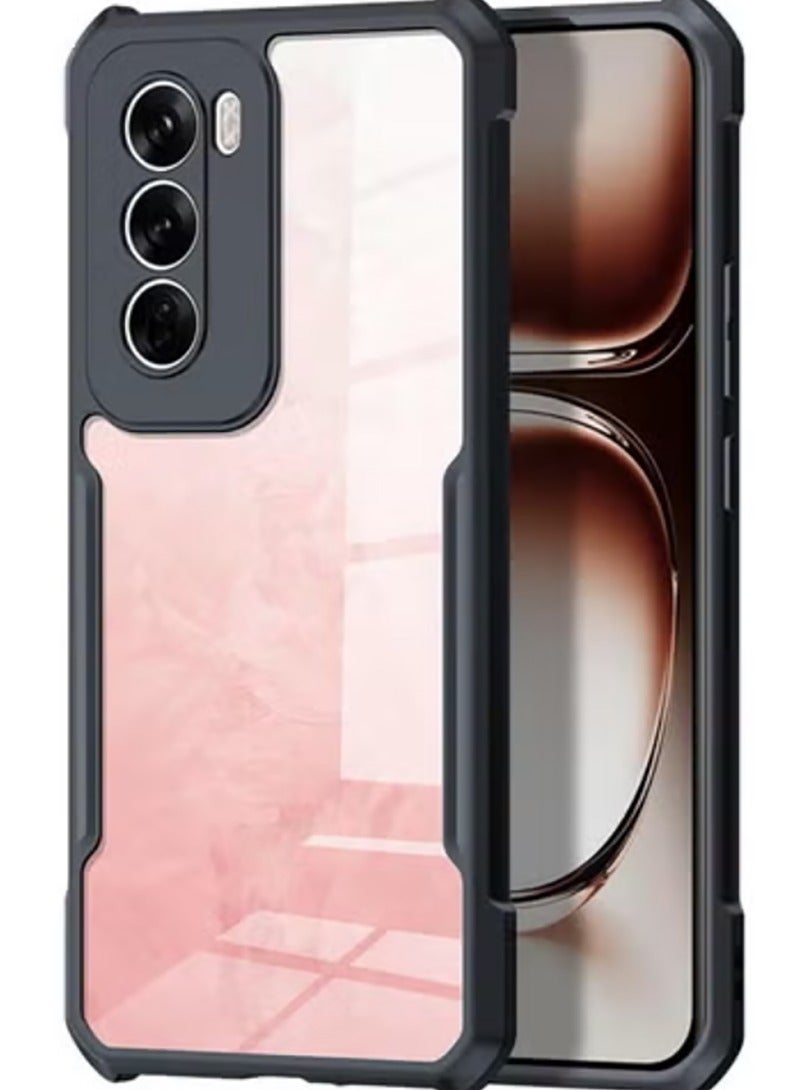 حافظة متوافقة مع أوبو رينو 12، [مضادة للصدمات] [مضادة للعرق] [مضادة لبصمات الأصابع] حافظة هاتف واقية مضادة للصدمات تناسب أوبو رينو 12 باللون الأسود الشفاف - Image 1