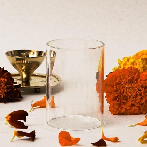 Klassic Small Borosilicate Glass Cover 2.7 Inch Height & 2 Inch Width | Protective Cover Against Wind & Dust for Tea Light & Navjyoti Diya - Image 1