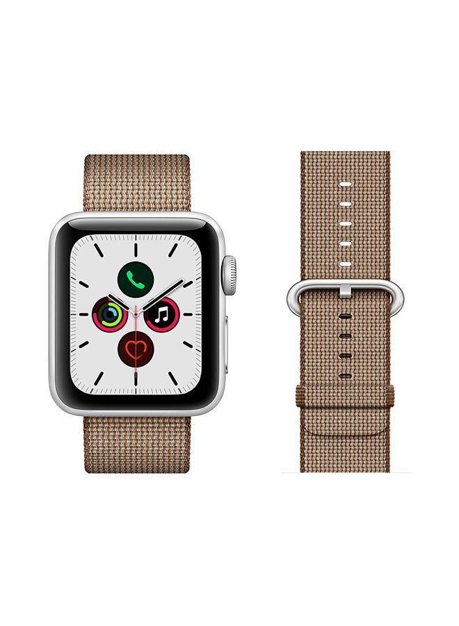 Perfii Round Buckle Nylon Replacement Band For Apple Watch Series 5/4/3/2/1 Coffee Brown - Image 2