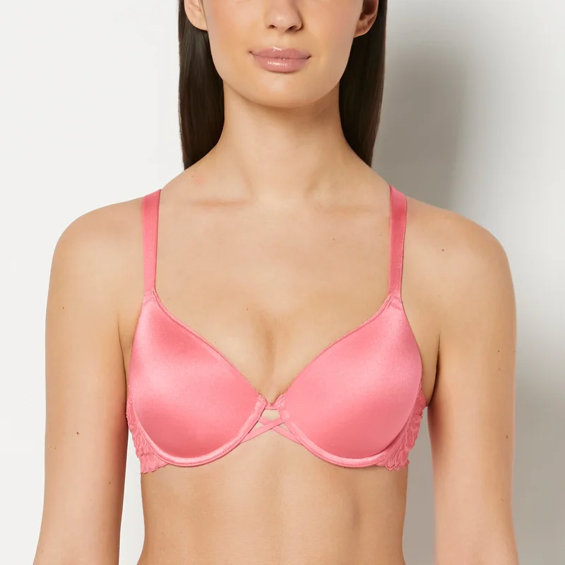 لا سينزا La Senza Lightly Lined Full Coverage Bra With Lush Lace Wing In Lemonade Pink