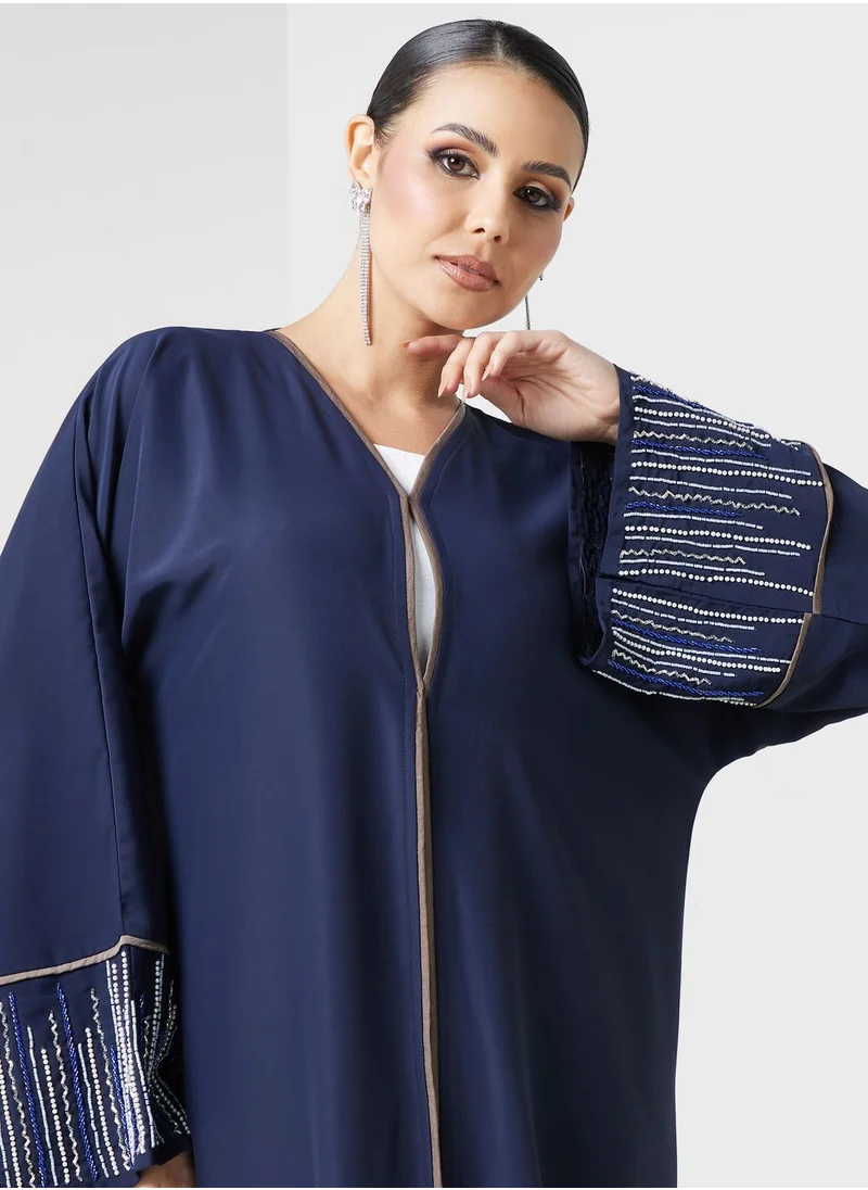 hayas closet Embellished V-Neck Abaya