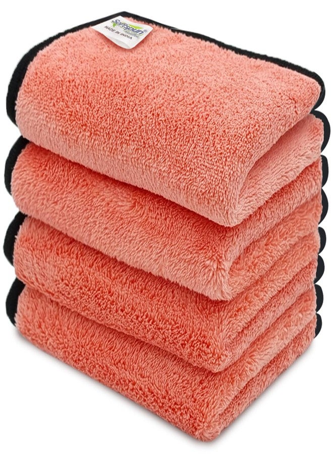 SOFTSPUN Microfiber Hand & Face Wipes 280 GSM 20x30 Cms, 4 Piece Towel Set, (Peach Colour) Super Soft & Silky for Hand, Face and Body - Hypoallergenic Sensitive Skin Wipes & Washcloths. - Image 1