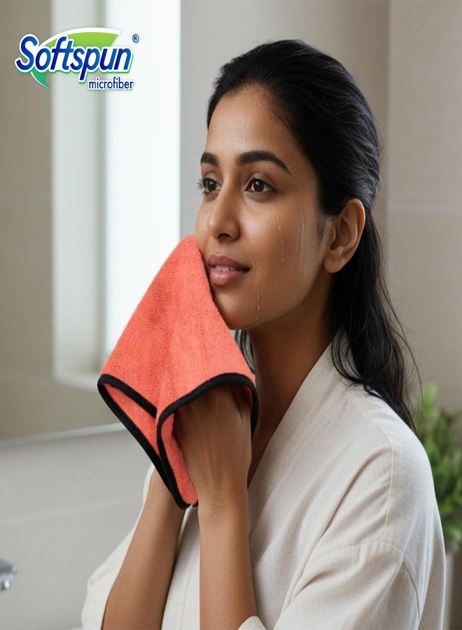 SOFTSPUN Microfiber Hand & Face Wipes 280 GSM 20x30 Cms, 4 Piece Towel Set, (Peach Colour) Super Soft & Silky for Hand, Face and Body - Hypoallergenic Sensitive Skin Wipes & Washcloths. - Image 2