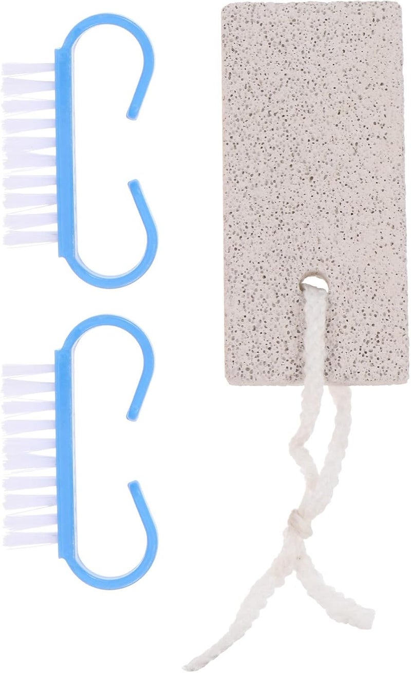 FRCOLOR Foot Scrubber and Foot File Set with Nail Brush 3pcs Blue Pedicure Tools for Callus Removal and Dead Skin Exfoliation Suitable for Care and Manicure Maintenance - Image 1