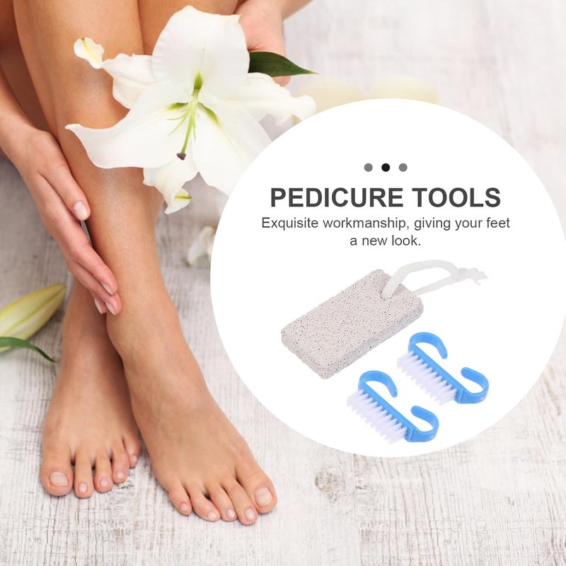 FRCOLOR Foot Scrubber and Foot File Set with Nail Brush 3pcs Blue Pedicure Tools for Callus Removal and Dead Skin Exfoliation Suitable for Care and Manicure Maintenance - Image 5