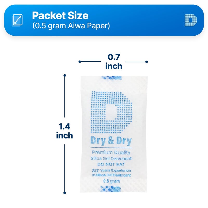 DRYDRY 0.5 Gram [50 Packets] Silica Gel Packets Desiccants, Silica Packets - Rechargeable Silica Gel Packs, Desiccants Packets, Silica Gel - Image 2