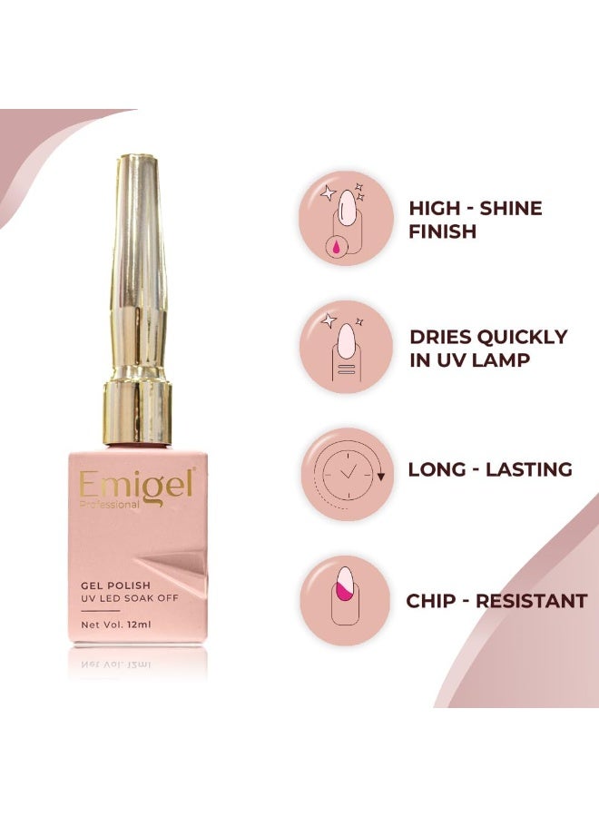 Emigel Professional UV Gel Polish Bombay Orange - E063 | Cured With UV LED Lamp | Super Glossy Finish |Quick Drying Nail Polish (12ml) - Image 3