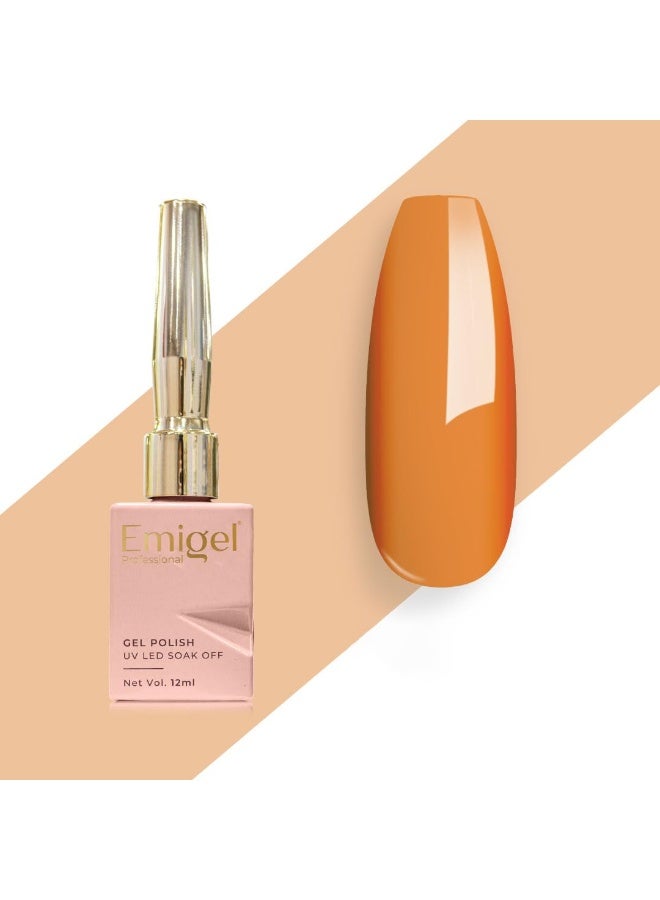 Emigel Professional UV Gel Polish Bombay Orange - E063 | Cured With UV LED Lamp | Super Glossy Finish |Quick Drying Nail Polish (12ml) - Image 1