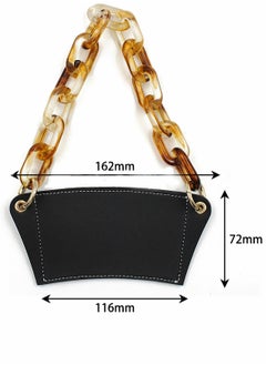 SYOSI Reusable Coffee Cup Holder, Portable Chain Leather Handy Water Holder for Cold and Hot Drinks Lovers Gifts Women (Black)  - Image 3