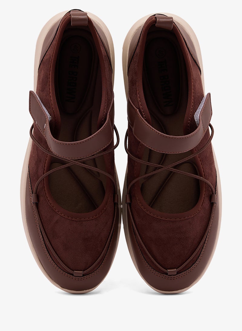 Brown Slip On Ballet Sneakers - Image 4