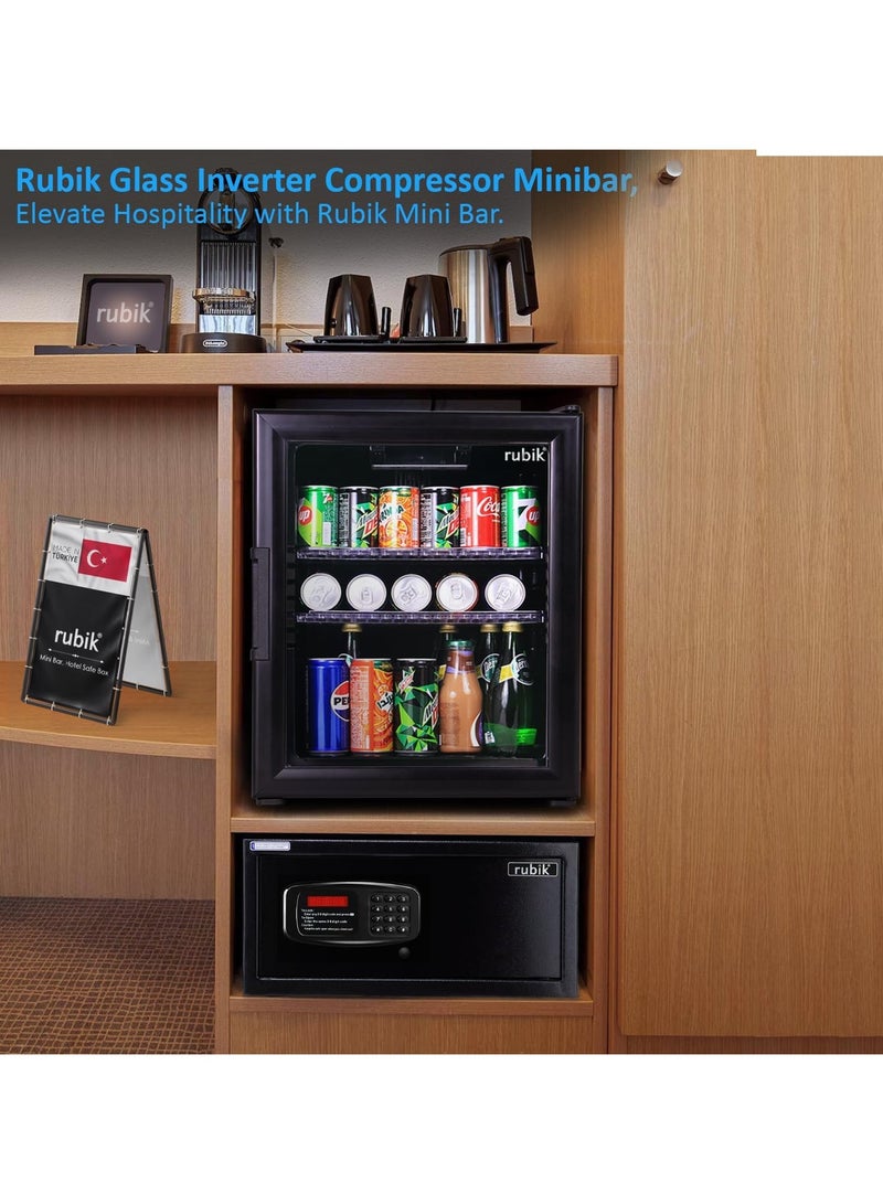 Rubik Glass Door Inverter Compressor Minibar, 5 Years Warranty, Made in Türkiye, RMB-40IC, ALL BLACK EDITION  - Image 2