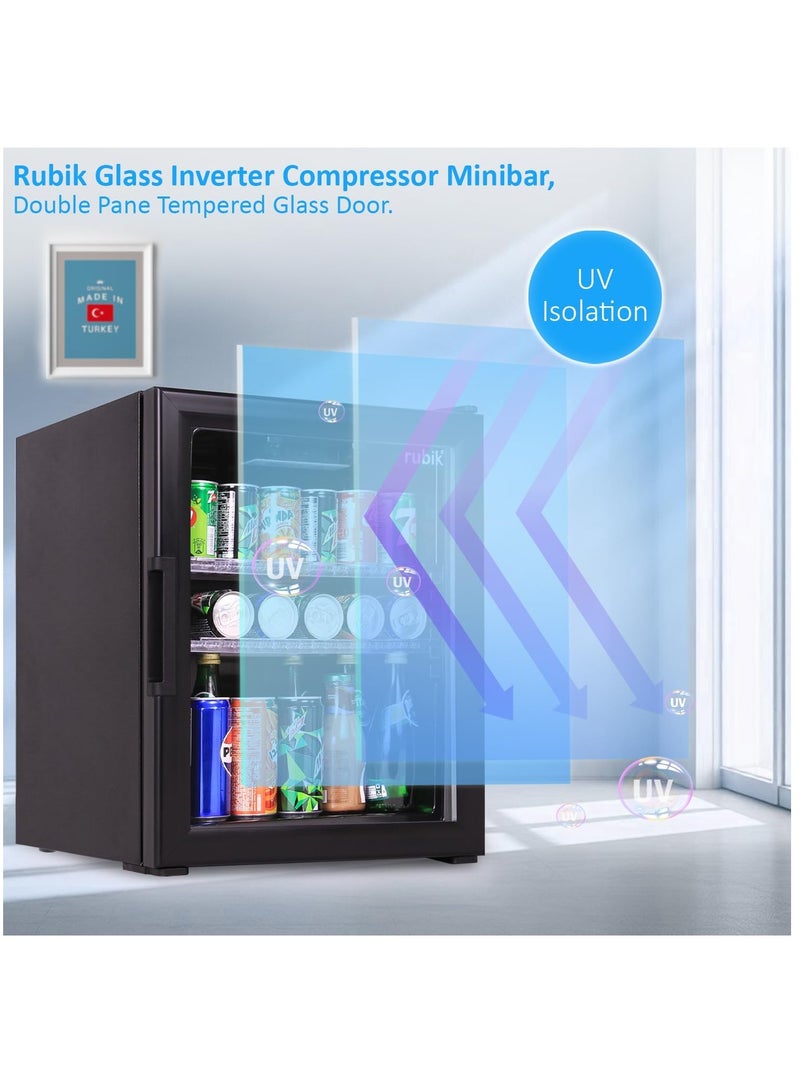 Rubik Glass Door Inverter Compressor Minibar, 5 Years Warranty, Made in Türkiye, RMB-40IC, ALL BLACK EDITION  - Image 4