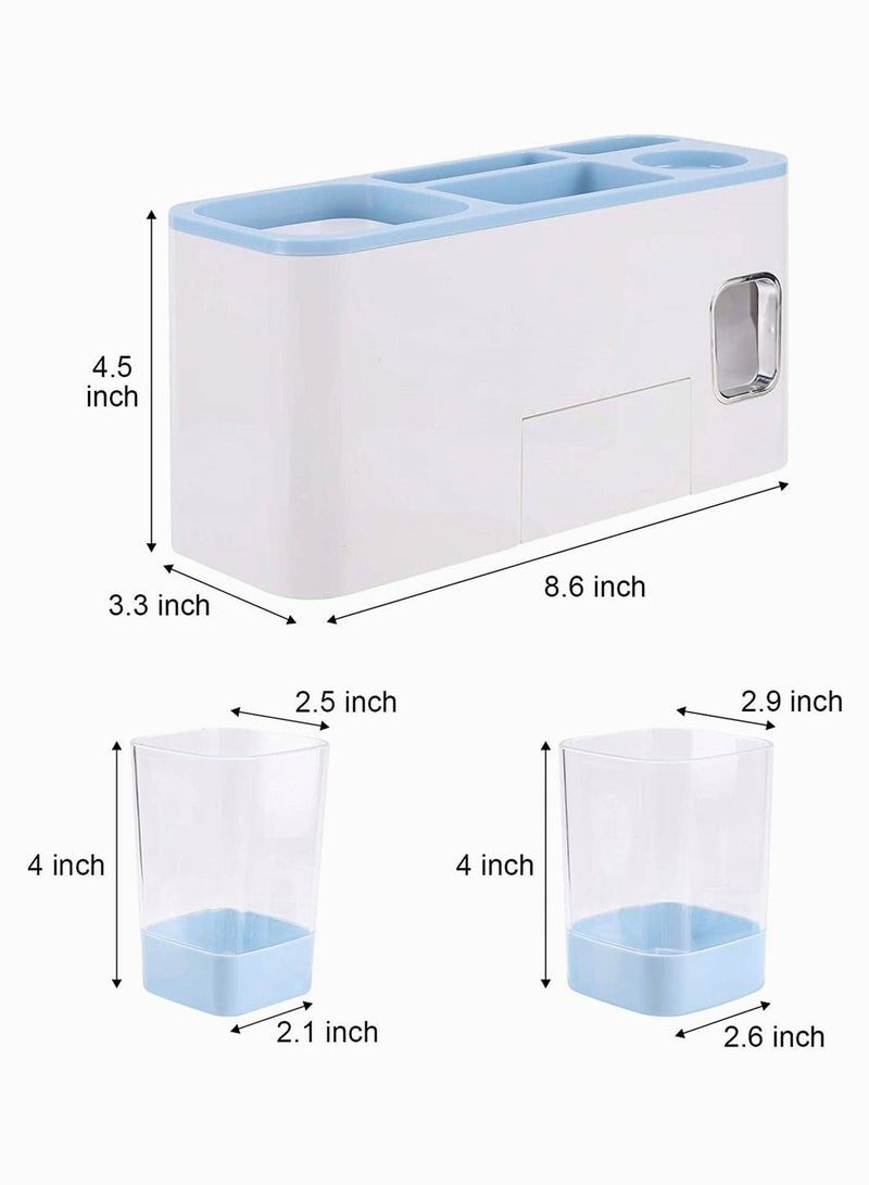 Wall Mounted Toothbrush Holder for Bathroom, SYOSI Shower Electric Holderkids, Automatic Toothpaste Dispenser (Blue) - Image 5