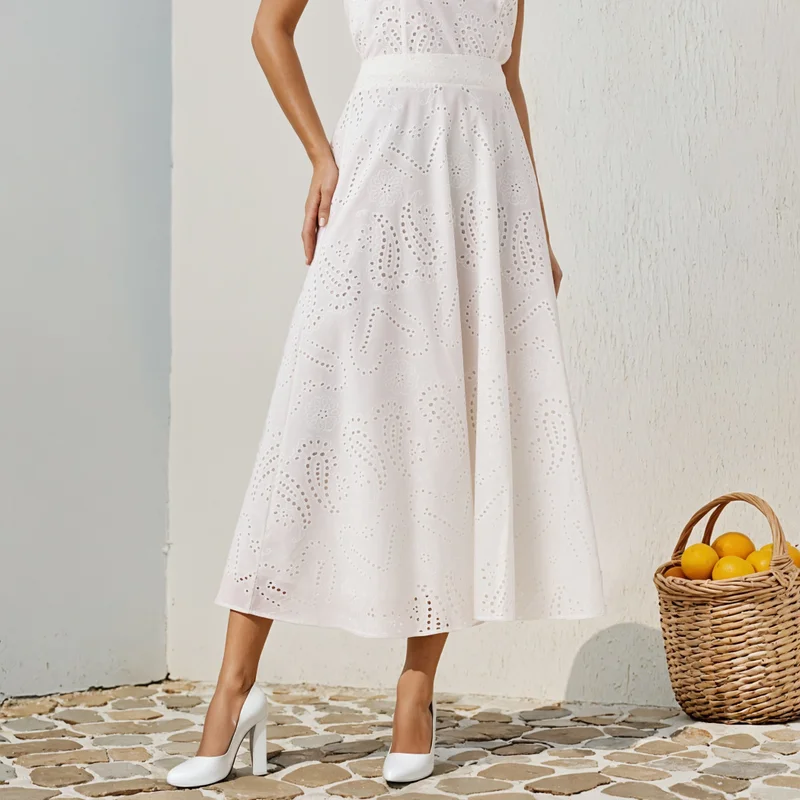 2Xtremz 2Xtremz Schiffli Embroidered Midi Skirt