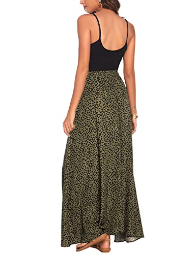 Bluetime Women Elastic High Waisted A Line Maxi Skirts Chiffon Flowy Casual Pleated Long Skirts Floor Length (M, Floral16) - Image 5