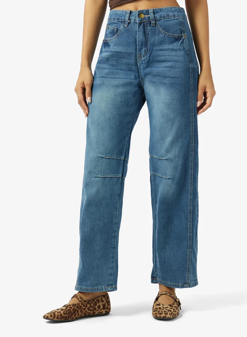 جينجر Mid Rise Wide Leg Jeans