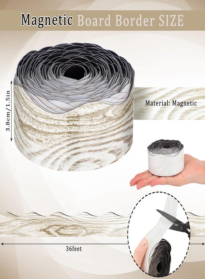 Tellegloww 36 ft Scalloped Magnetic Border Magnetic Border for Whiteboard Bulletin Board Borders Reusable Rolled Borders Trim for Office Chalkboard(Wood Grain) - Image 2