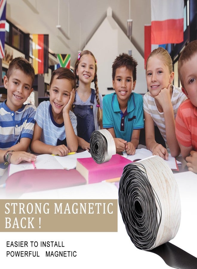 Tellegloww 36 ft Scalloped Magnetic Border Magnetic Border for Whiteboard Bulletin Board Borders Reusable Rolled Borders Trim for Office Chalkboard(Wood Grain) - Image 4
