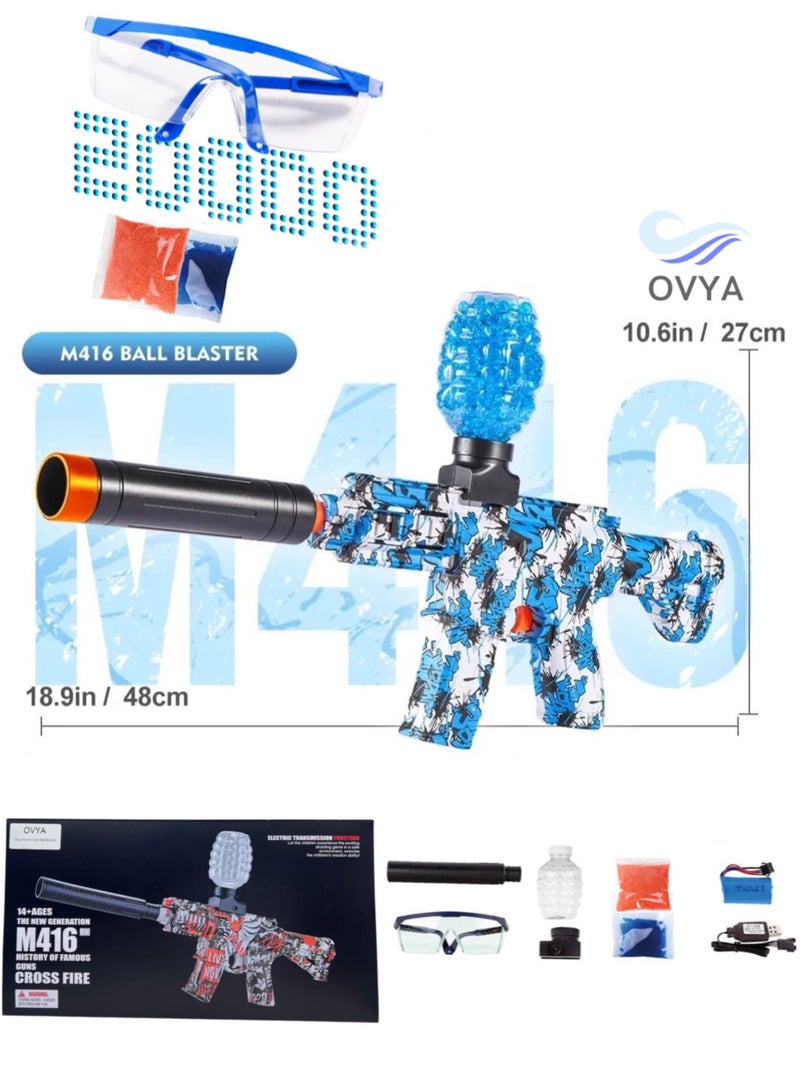 أوڤيا بندقية لعبة مسدس جل كهربائي من Ovya، مسدس جل تلقائي M416 صديق للبيئة مع 20000 رصاصة ونظارات واقية، لعبة أنشطة ممتعة وفي الهواء الطلق للأطفال - Image 1