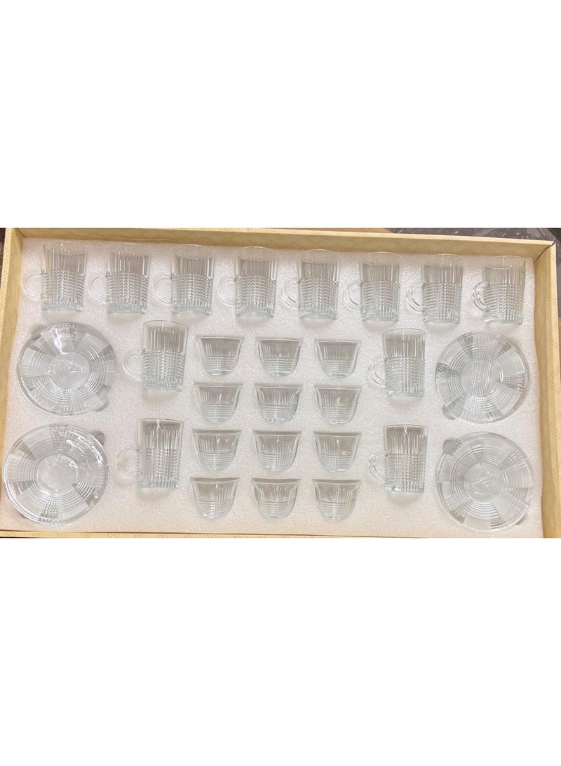 Crystalline 36 Piece Glass Tea Cups and Coffee Cups Set with Saucers  - Image 2