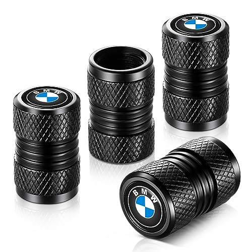 YHEESHIGN Tire Valve Stem Caps Compatible with BMW Series Stem Cap Universal Car Air Cover Car Accessories for Cars SUV Truck Motorcycles 4pcs Black - Image 1