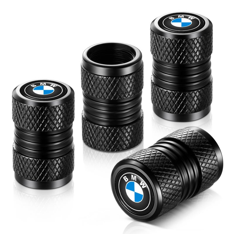 YHEESHIGN Tire Valve Stem Caps Compatible with BMW Series Stem Cap Universal Car Air Cover Car Accessories for Cars SUV Truck Motorcycles 4pcs Black - Image 3