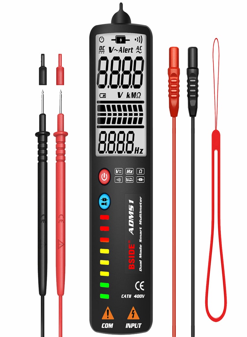 BSIDE 2000 Counts Auto Range Multimeter Dual Mode Smart Multi-meter & Voltage Detector LCD Digital DC/AC Voltage Meter Frequency Resistance Tester Voltmeter with Continuity Test Flashlight V~Alert Live Wire Test - Image 1