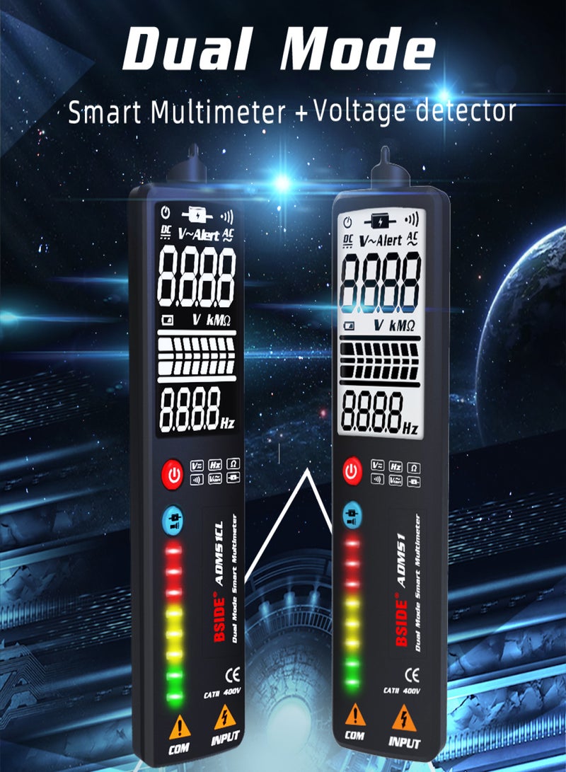 BSIDE 2000 Counts Auto Range Multimeter Dual Mode Smart Multi-meter & Voltage Detector LCD Digital DC/AC Voltage Meter Frequency Resistance Tester Voltmeter with Continuity Test Flashlight V~Alert Live Wire Test - Image 5