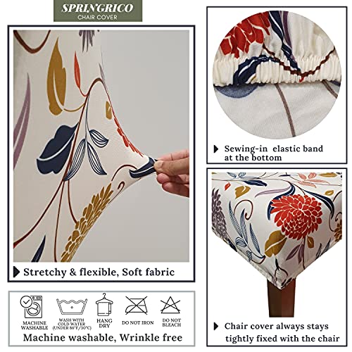 SPRINGRICO Chair Covers for Dining Room Set of 4, Stretch Dining Chair Cover, Washable Spandex Kitchen Parsons Chair Slipcovers, Removable Seat Protector for Home or Party (4 Pack, FLORAL4) - Image 5