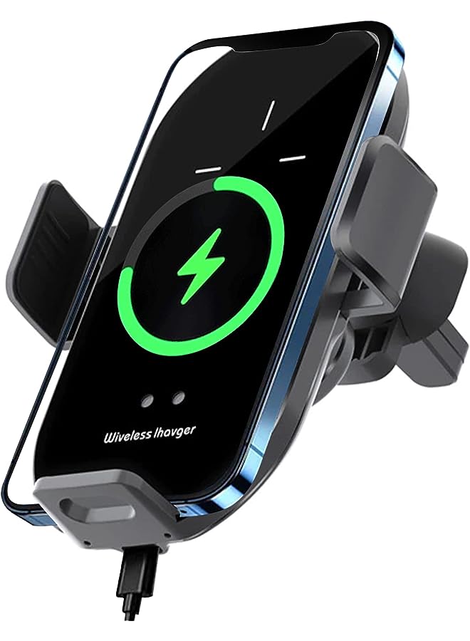 PROMASS Vent Phone Holder Mount with Wireless Quick Charging and Automatic Open/Close with Motion/Touch Detection; 360° Rotation Car Air Vent Bracket Cell Phone Holder Mount for iPhone and Android - Image 1