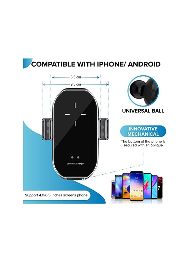 PROMASS Vent Phone Holder Mount with Wireless Quick Charging and Automatic Open/Close with Motion/Touch Detection; 360° Rotation Car Air Vent Bracket Cell Phone Holder Mount for iPhone and Android - Image 3