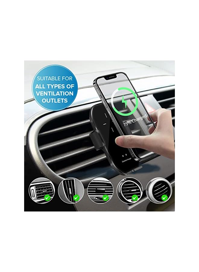 PROMASS Vent Phone Holder Mount with Wireless Quick Charging and Automatic Open/Close with Motion/Touch Detection; 360° Rotation Car Air Vent Bracket Cell Phone Holder Mount for iPhone and Android - Image 4