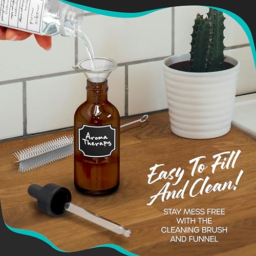 Nevlers 4 oz Amber Glass Dropper Bottle 24 Pack | Glass Tincture Bottles with Dropper for Oils, Medicine & Serums | Leakproof Amber Bottles Set w/Label Stickers, Marker, Funnel, Brush & Shrink Wrap - Image 5