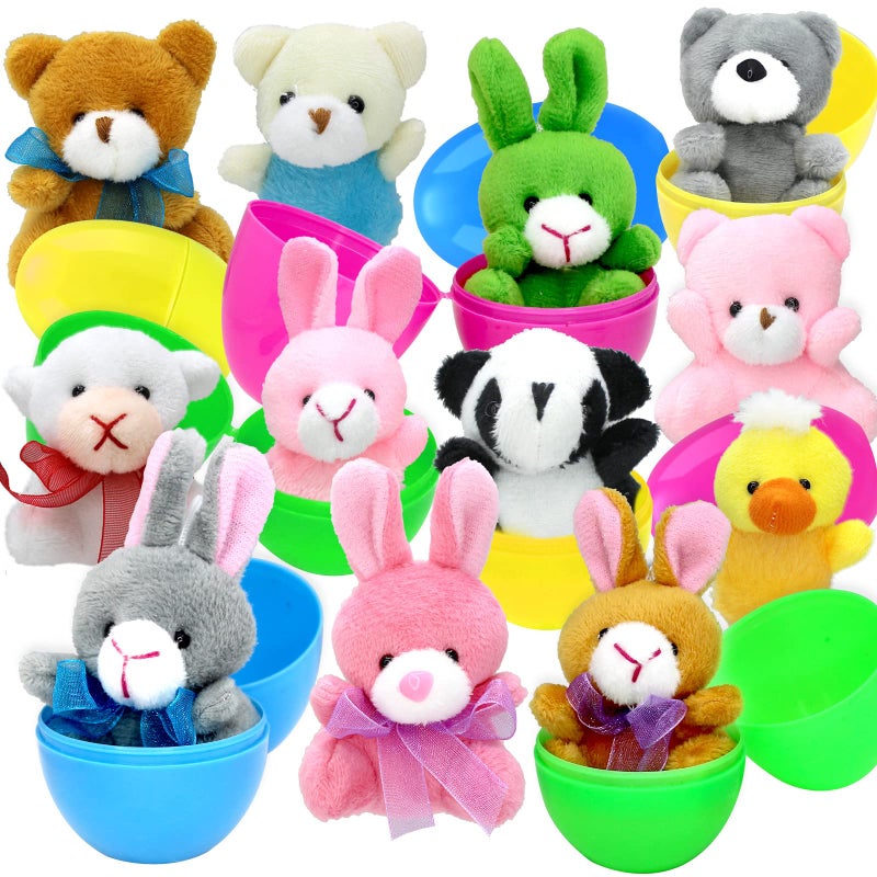ZMCINER 12 Prefilled Easter Eggs with Plush Filled Easter Eggs with Inside for Easter Basket Stuffers, Easter Party Favor - Image 1