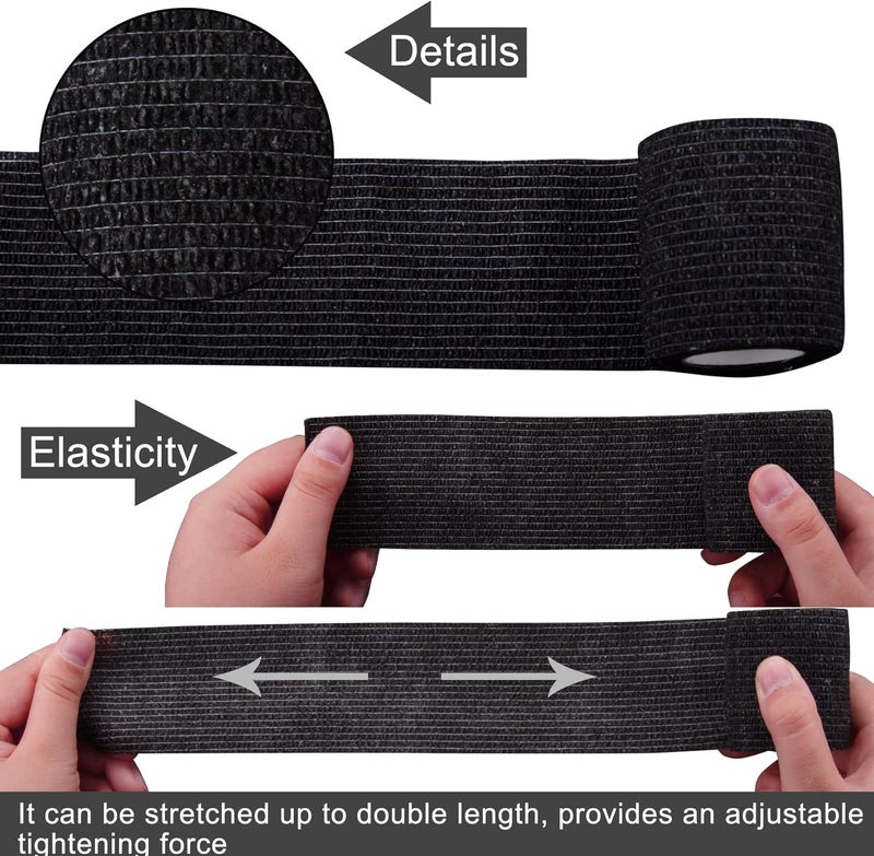 BQTQ 72 Rolls Self Adhesive Bandage Wrap 2 Inch Self Adherent Wrap Black Bandage Tape Self Stick Bandages Wrap Stretch Bandage for Wrist Ankle Swelling Sprains - Image 5