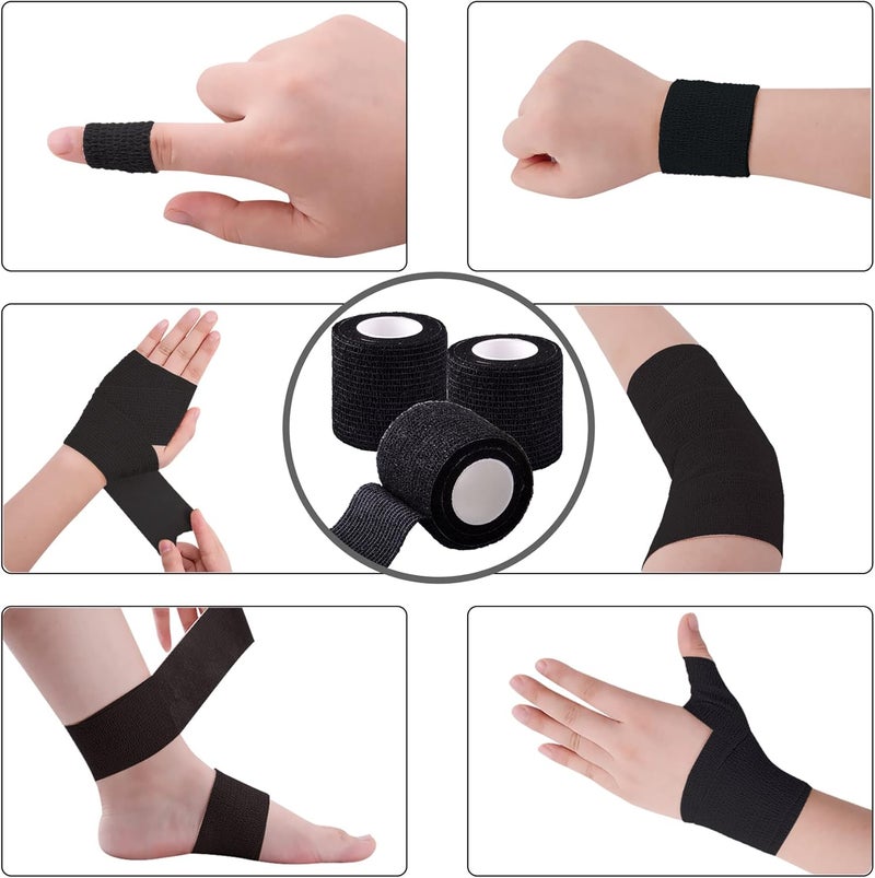 BQTQ 72 Rolls Self Adhesive Bandage Wrap 2 Inch Self Adherent Wrap Black Bandage Tape Self Stick Bandages Wrap Stretch Bandage for Wrist Ankle Swelling Sprains - Image 4