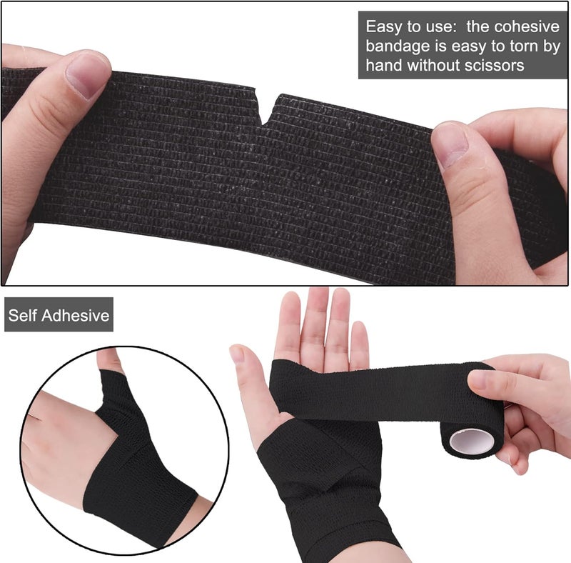 BQTQ 72 Rolls Self Adhesive Bandage Wrap 2 Inch Self Adherent Wrap Black Bandage Tape Self Stick Bandages Wrap Stretch Bandage for Wrist Ankle Swelling Sprains - Image 3