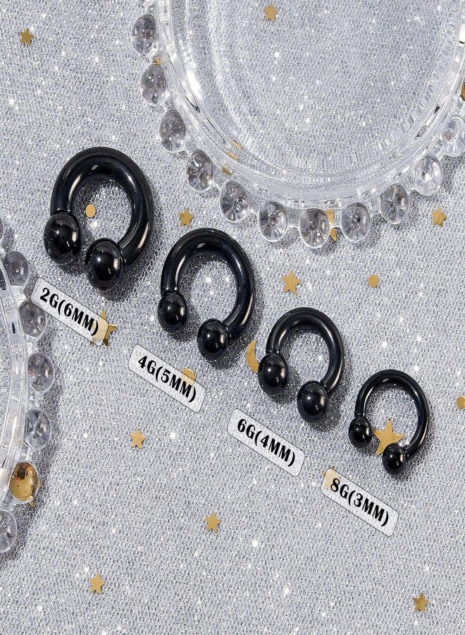Qmcandy 6-12pcs Septum Pincher Tapers 8G 6G 4G 2G Septum Stretching Kit C Shape Septum Piercing Jewelry Heavy Ear Gauges Earrings Horseshoe Nose Rings for Women Men - Image 4