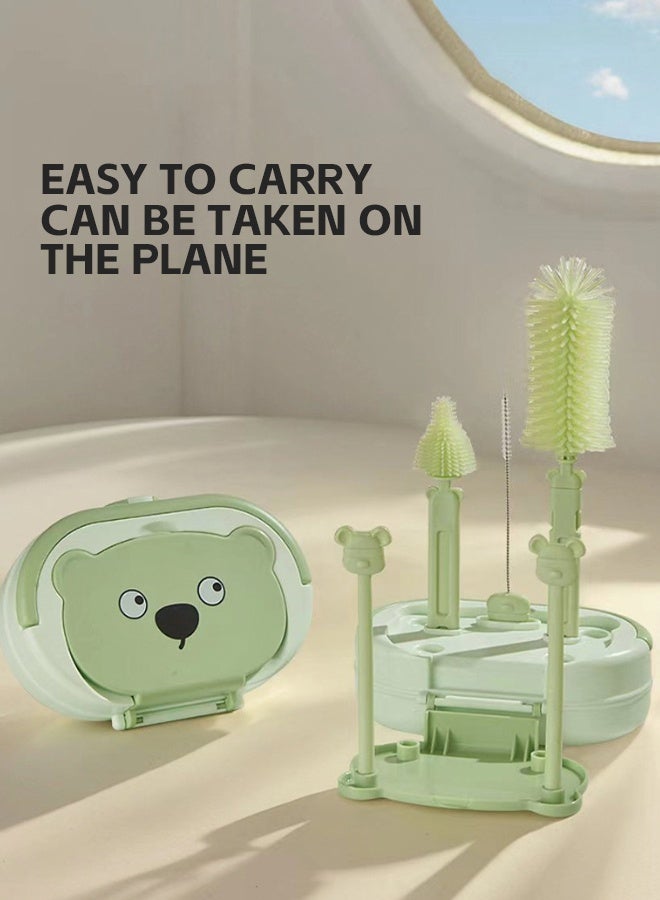 Soft Touch Bottle Brush Set Baby Bottle Cleaner Kit with Silicone Brush Nipple Brush Straw Brush SoapDispenser Cleaning Silicone Portable Bottle Brush Tool with Storage Box for Home and Travel - Image 5