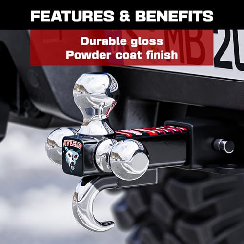 Ayleid Trailer Hitch Tri-Ball Mount with Hook & Pin Balls Sized 1-7/8, 2 & 2-5/16 inches, Tow Hitch with Anti-Theft Locking Pin, Silver - Image 3