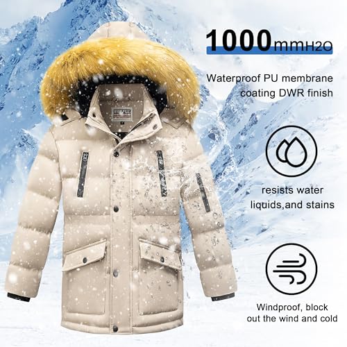 WULFUL Boy's Winter Coat Waterproof Fleece Lined Parka Jackets Kids Hooded Puffer Outerwear - Image 4