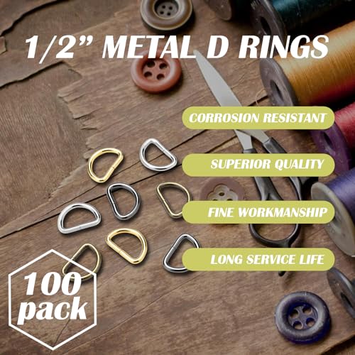 CooBigo 100 Pack 1/2" Dee Rings D-Ring Metal Buckle Strap Sewing Accessories FLQ051-E - Image 5