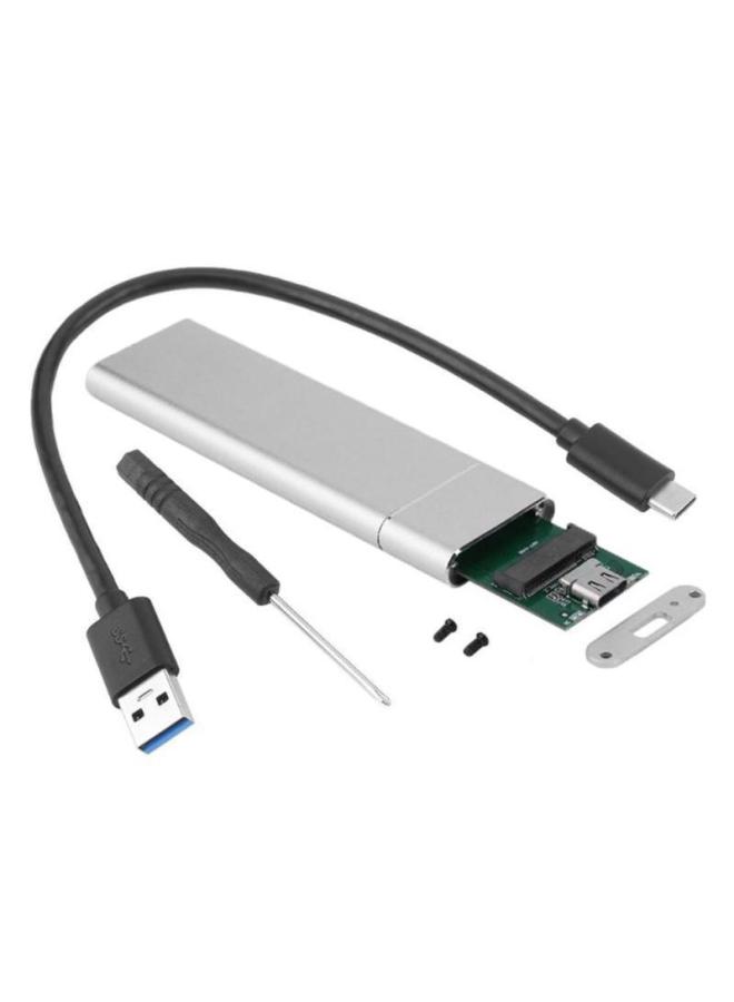 Type-c 3.1 M.2 NGFF SSD Hard Drive Mobile Disk Box Per 6Gbps-Color:Silver Gray