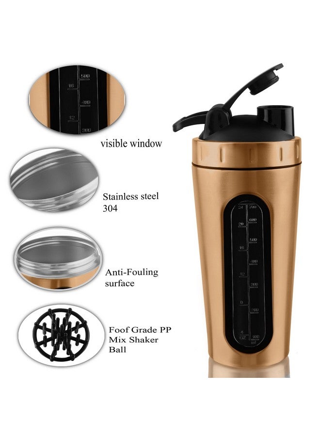 BURRDOFF BURRDOFF [VISIBLE WINDOW Protein Shaker Bottle, Gym Shaker Steel Shaker Bottle Gym Shaker Bottle shaker bottles for protein shake gym protein shaker bottle (Copper Rose Gold)  - Image 2