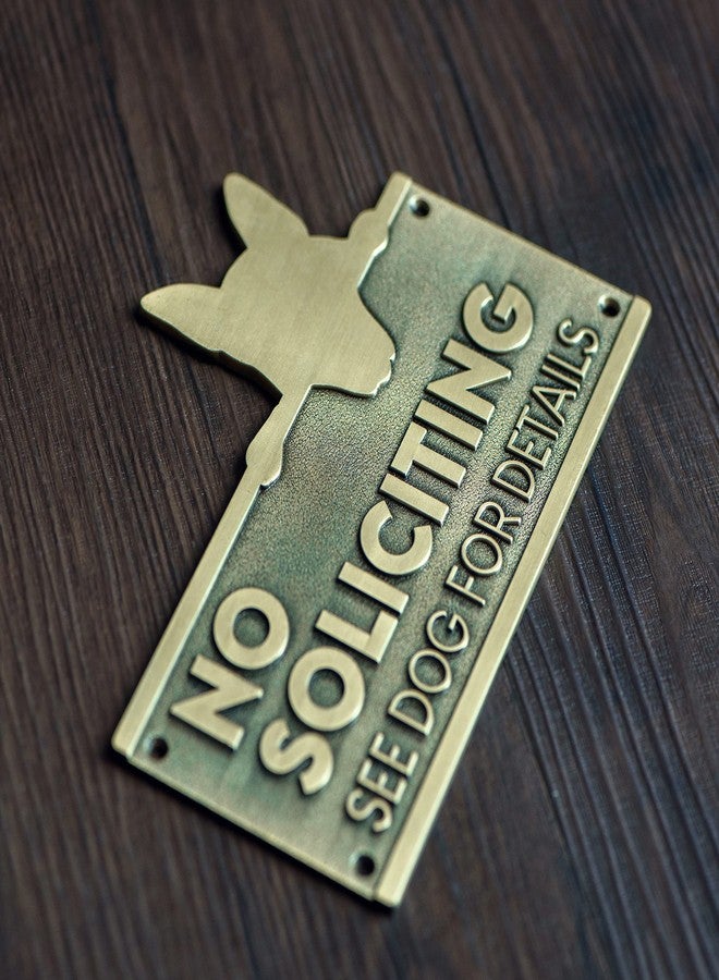 Tapeera No Soliciting Sign For House Funny For Dog Owners - See Dog for Details No Soliciting Sign for Front Door Wall Plaque - Heavy-Duty and Anti-Rust Metal- 6.5 x 4.6 inches - Image 2