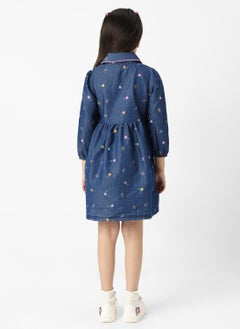 Nautinati Nautinati Girls' Denim Shirt Dress With Puff Sleeves  - Image 3