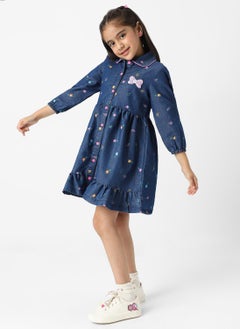 Nautinati Nautinati Girls' Denim Shirt Dress With Puff Sleeves  - Image 2